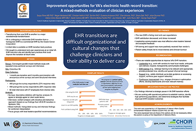 Improvement opportunities for VA’s electronic health record transition: A mixed methods evaluation of clinician experiences