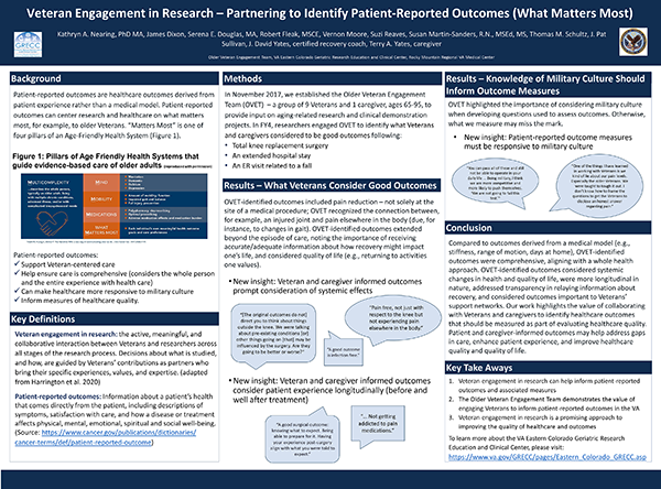 Veteran Engagement in Research – Partnering to Identify Patient-Reported Outcomes to Improve Care, Promote Healing